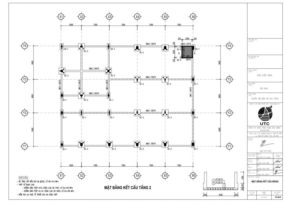 Mặt bằng kết cấu tầng 2