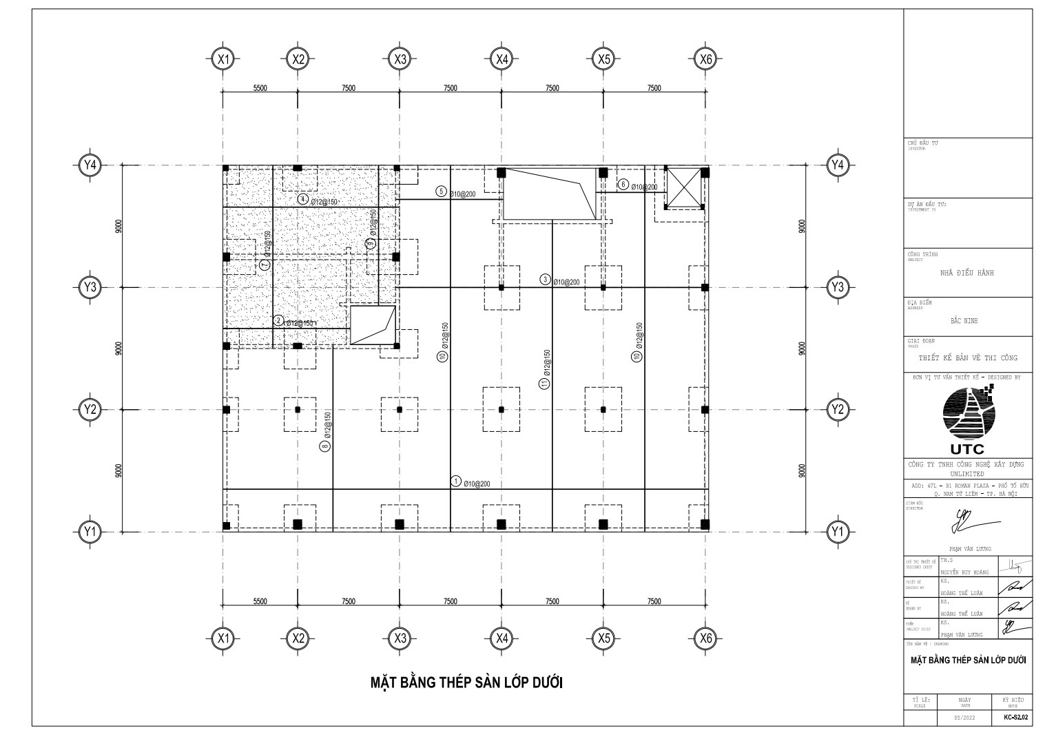 Mặt bằng thép sàn lớp dưới