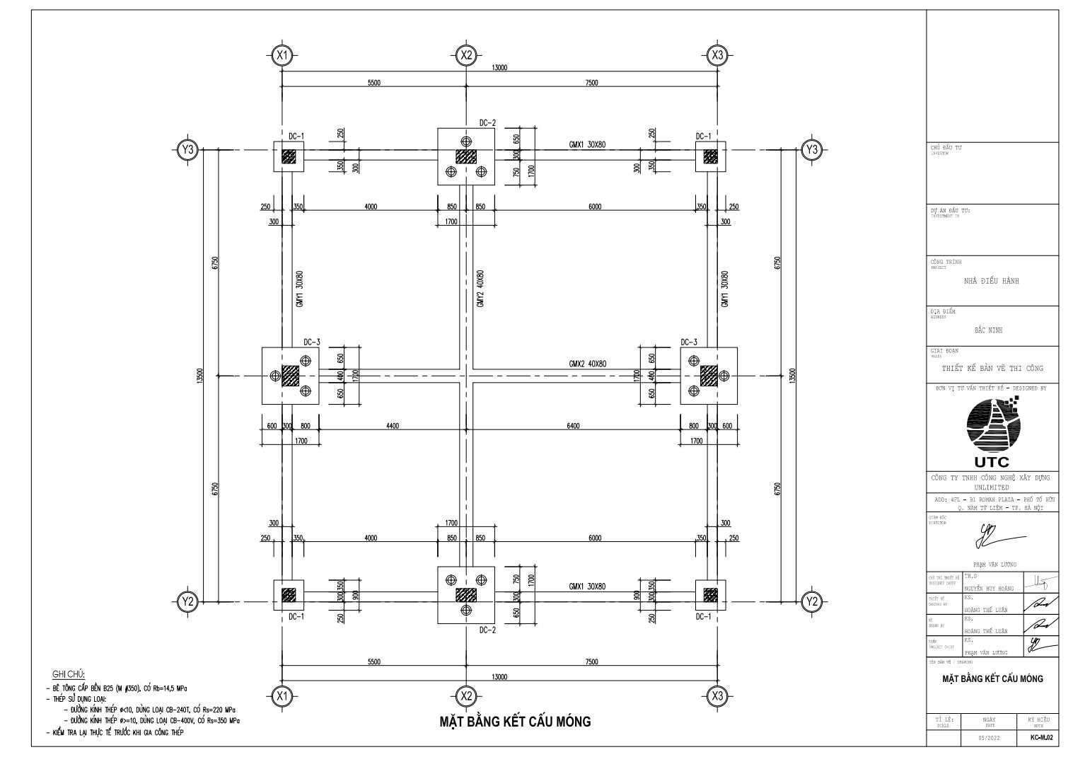 Mặt bằng kết cấu móng