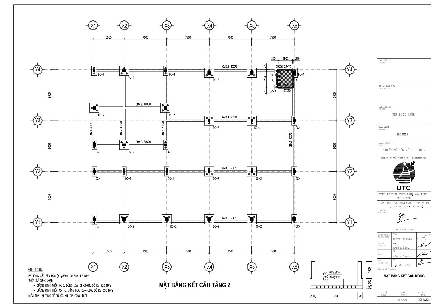 Mặt bằng kết cấu tầng 2