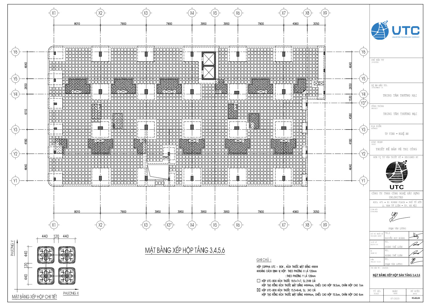 Mặt bằng xếp hộp tầng 3,4,5,6