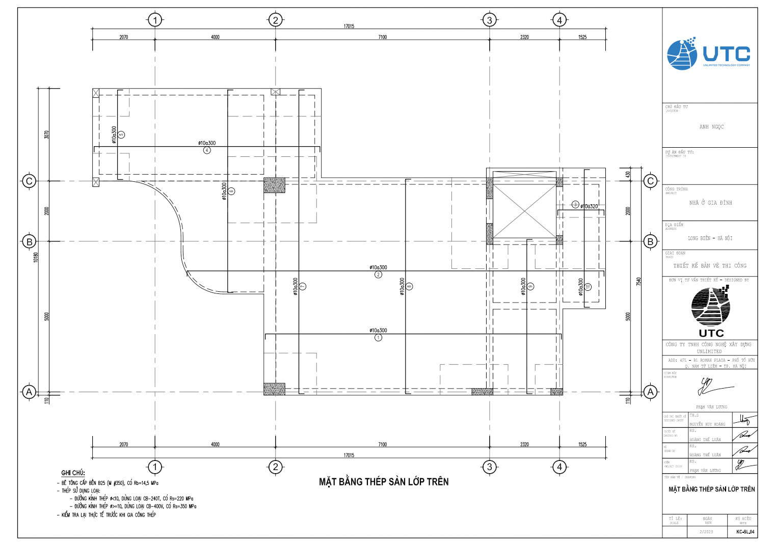 Mặt bằng thép sàn lớp trên