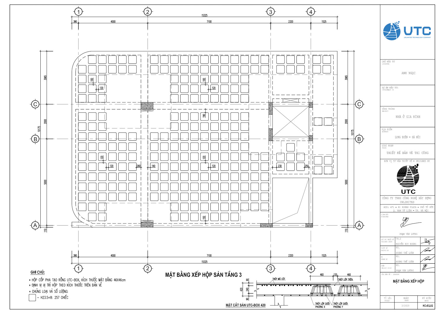 Mặt bằng xếp hộp sàn tầng 3