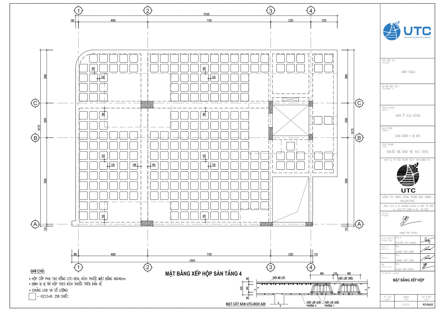 Mặt bằng xếp hộp sàn tầng 4