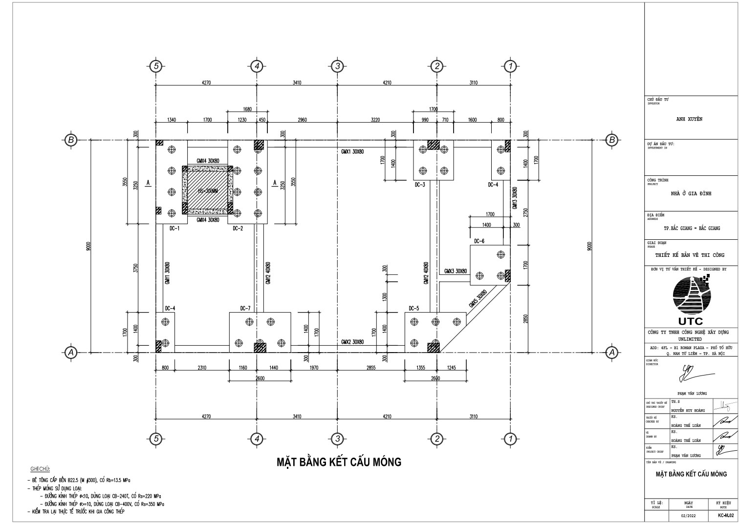 Mặt bằng kết cấu móng