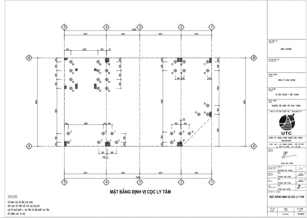 Mặt bằng định vị cọc ly tâm