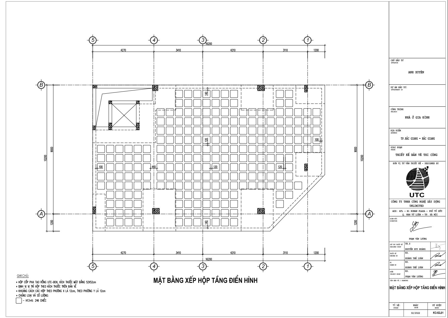 Mặt bằng xếp hộp tầng điển hình