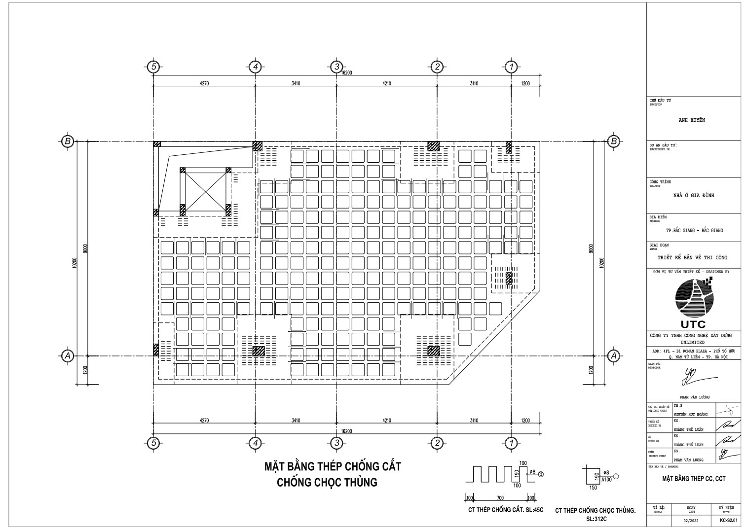 Mặt bằng thép chống cắt chống chọc thủng