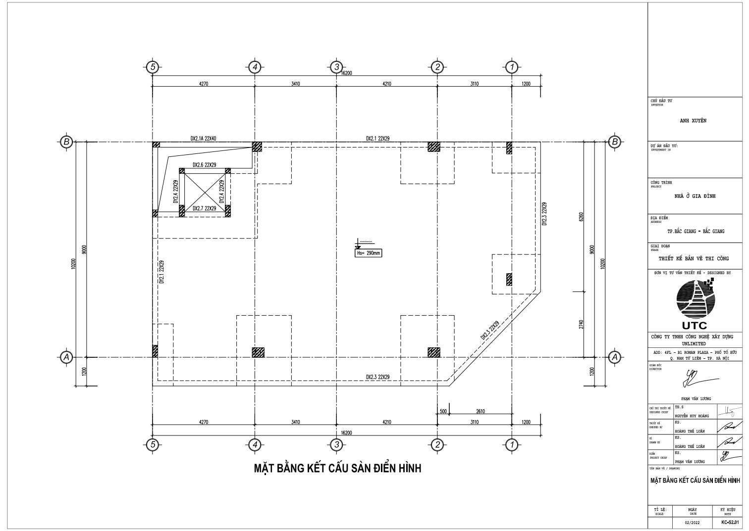 Mặt bằng kết cấu sàn điển hình